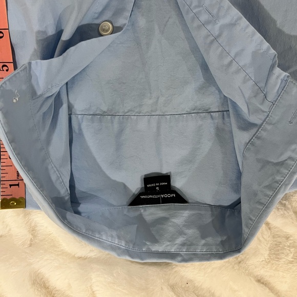 Moda International size Small light Blue cotton stretch Button down shirt - Picture 5 of 7